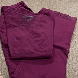 Burgundy red greys anatomy scrub set